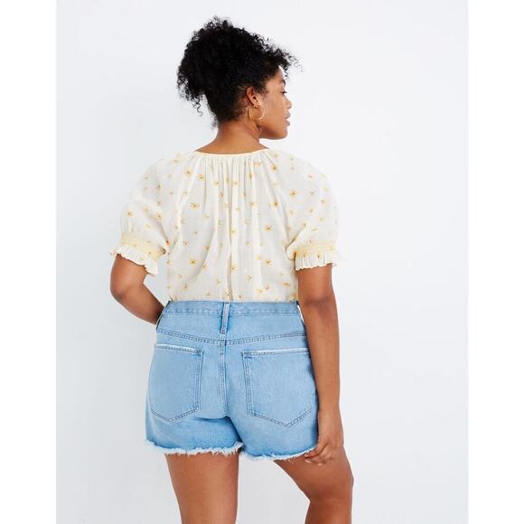 Madewell Mid-Rise Frayed Raw Hem Relaxed Denim Shorts Dunwoody Wash Blue 33 - Picture 2 of 11